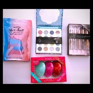 CAI eyeshadow ELF lipstick EOS hand cream